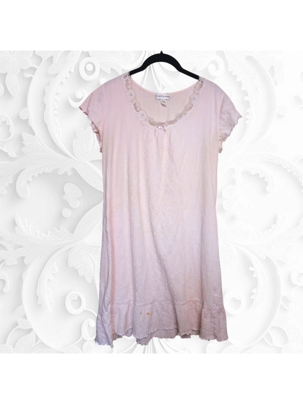 Miss Elaine Pink Short Sleeve Midi Length NightgownSize Medium